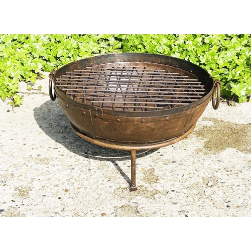 428 - KADAI FIRE BOWL, on stand, 47cm H x 64cm W x 64cm D.