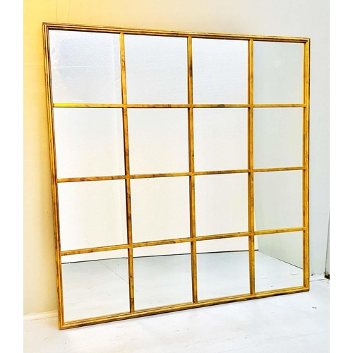 430 - ARCHITECTURAL WALL MIRROR, square with gilt metal frame, 110cm H x 110cm W.