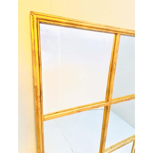 430 - ARCHITECTURAL WALL MIRROR, square with gilt metal frame, 110cm H x 110cm W.