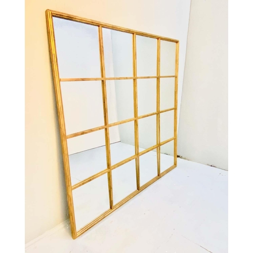 430 - ARCHITECTURAL WALL MIRROR, square with gilt metal frame, 110cm H x 110cm W.