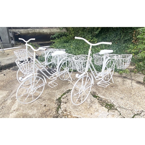 431 - BICYCLE PLANTERS,  a set of four, white painted, 63cm H x 88cm L x 44cm W. (4)