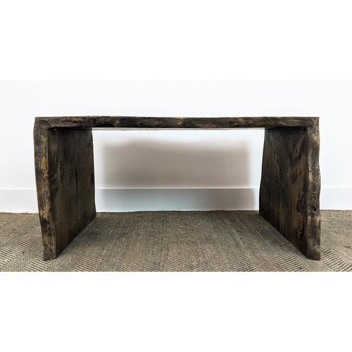 446 - LOW TABLE, in naturalistic wood design, 90cm W x 46cm H x 67cm D.