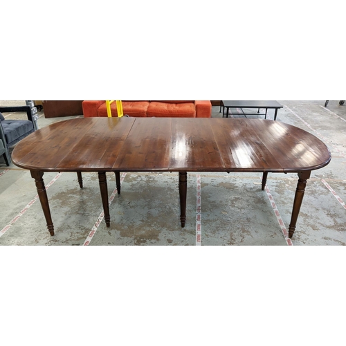 448 - EXTENDABLE DINING TABLE, French Provincial style, with three leaves and two drop ends, 269cm x 135cm... 