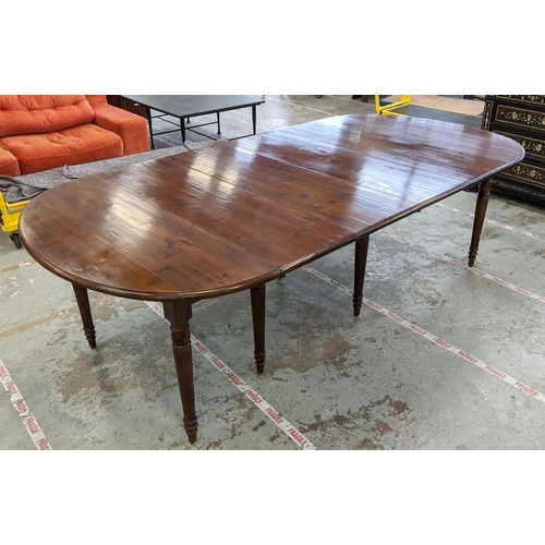 448 - EXTENDABLE DINING TABLE, French Provincial style, with three leaves and two drop ends, 269cm x 135cm... 