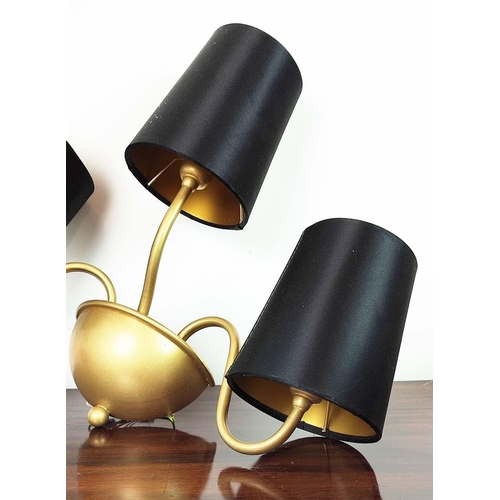 449 - BELLA FIGURA FLORENTINE WALL LIGHTS, a pair, with shades, 49cm x 40cm x 20cm. (2)