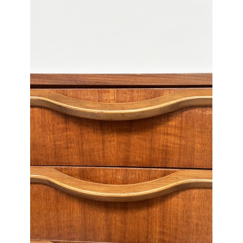 472 - CHEST, teak with six drawers and shaped handles, 102cm H x 68cm W x 40cm D.