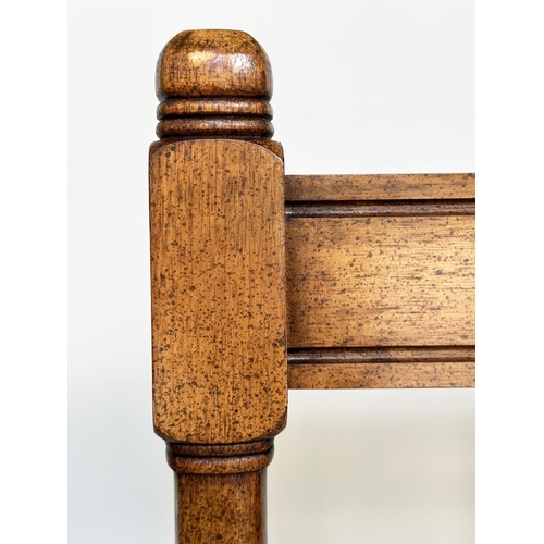 264 - DISPLAY STAND/ETAGERE, walnut with glass shelves and cane panelled undertier, 77cm W x 41cm D x 184c... 