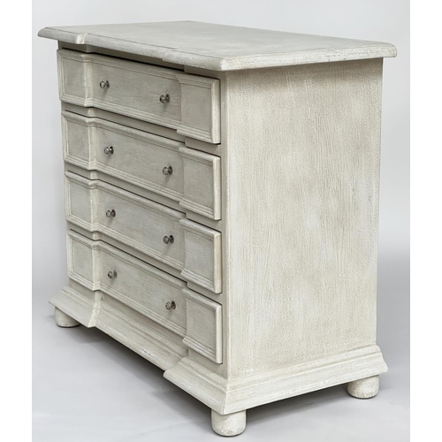 268 - COMMODE, early Italian style traditionally grey painted with four long drawers, 92cm W x 47cm D x 84... 