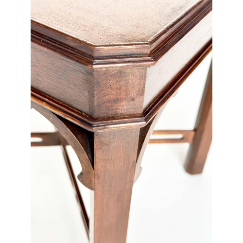 270 - LAMP TABLES, a pair, George III design mahogany each with canted corners and pierced 'X' stretchers,... 