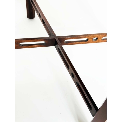 270 - LAMP TABLES, a pair, George III design mahogany each with canted corners and pierced 'X' stretchers,... 