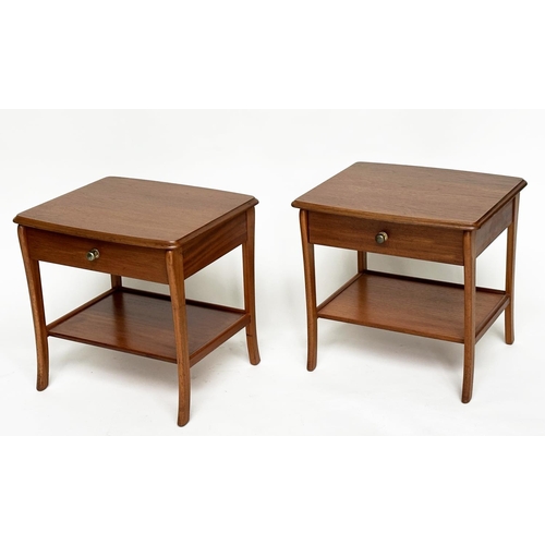 260 - SIDE TABLES, a pair, 1970s Danish style teak each with single drawer and undertier, 52cm W x 46cm D ... 