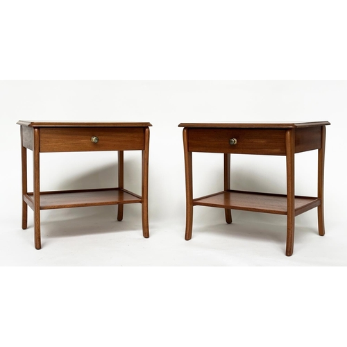 260 - SIDE TABLES, a pair, 1970s Danish style teak each with single drawer and undertier, 52cm W x 46cm D ... 