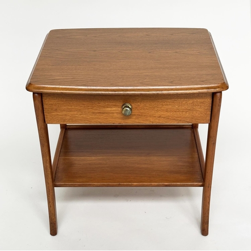 260 - SIDE TABLES, a pair, 1970s Danish style teak each with single drawer and undertier, 52cm W x 46cm D ... 