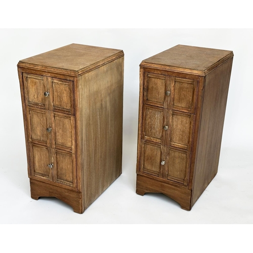 262 - ART DECO BEDSIDE CHESTS, a pair, Heals style limed oak, each with three drawers, 78cm H x 50cm D x 2... 