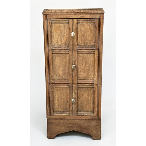 262 - ART DECO BEDSIDE CHESTS, a pair, Heals style limed oak, each with three drawers, 78cm H x 50cm D x 2... 