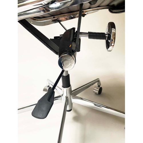 246 - REVOLVING DESK CHAIR, Charles & Ray Eames inspired with ribbed natural soft hand finished tan brown ... 