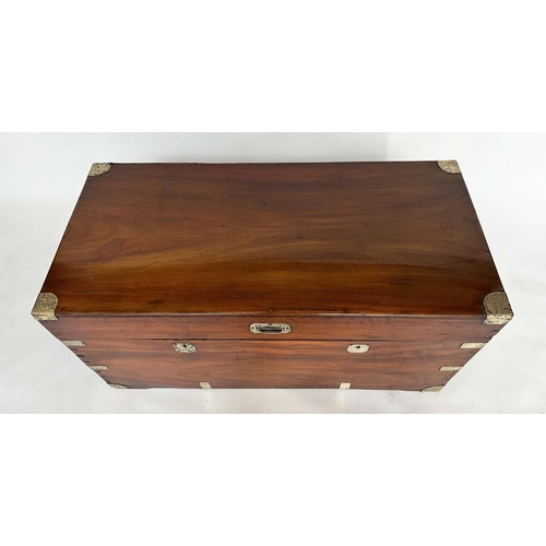 247 - TRUNK, 19th century Chinese Export camphorwood and brass bound with rising lid and carrying handles,... 