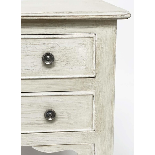 250 - BEDSIDE/LAMP TABLES, a pair, French style grey painted each with two drawers, 45cm x 30cm x 64cm H. ... 