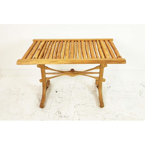 464 - DESK, ash with slatted top, 75cm H x 116cm W x 73cm D.