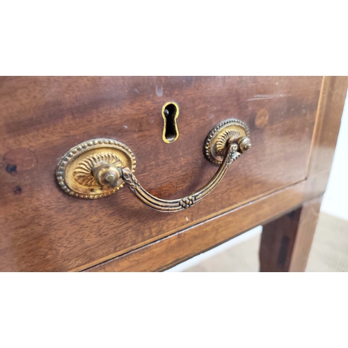 100 - CYLINDER DESK, 19th century Georgian Revival mahogany and satinwood with inlaid fall enclosing drawe... 