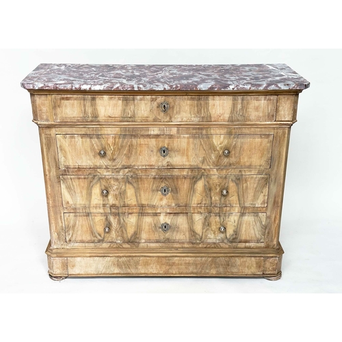 101 - HALL COMMODE, 19th century French Napoleon III walnut of adapted proportions with five long drawers ... 