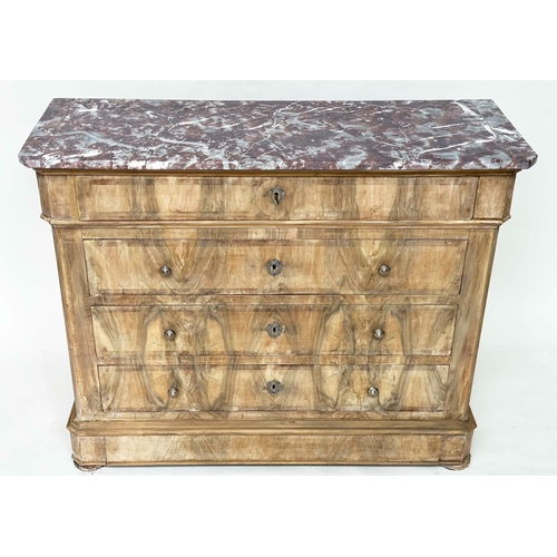 101 - HALL COMMODE, 19th century French Napoleon III walnut of adapted proportions with five long drawers ... 