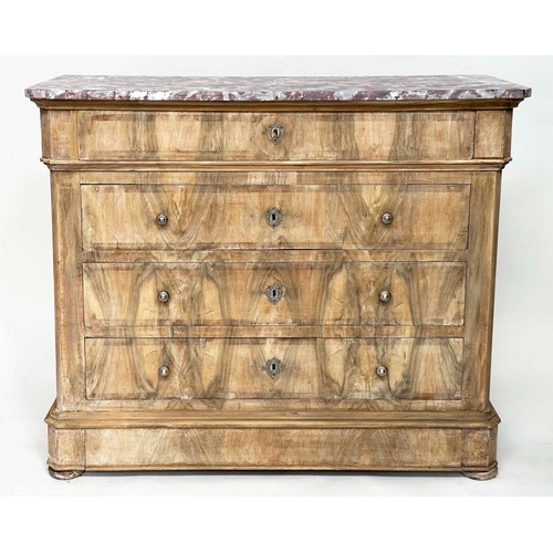 101 - HALL COMMODE, 19th century French Napoleon III walnut of adapted proportions with five long drawers ... 