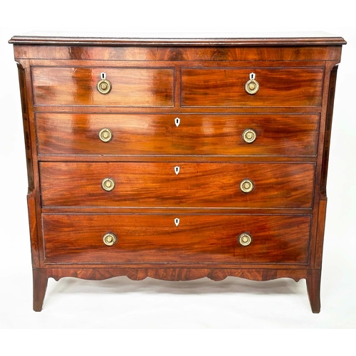 105 - SCOTTISH HALL CHEST, early 19th century Regency figured mahogany of adapted shallow proportions with... 