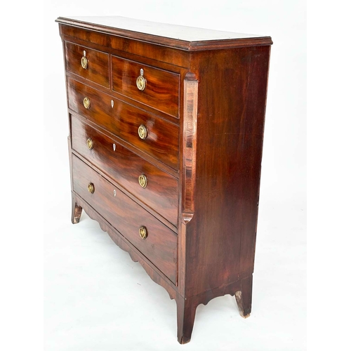 105 - SCOTTISH HALL CHEST, early 19th century Regency figured mahogany of adapted shallow proportions with... 