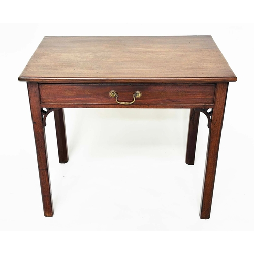 107 - WRITING TABLE, George III mahogany, rectangular with full width frieze drawer and inner chamferred, ... 