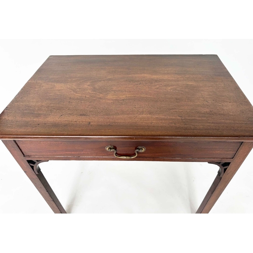 107 - WRITING TABLE, George III mahogany, rectangular with full width frieze drawer and inner chamferred, ... 