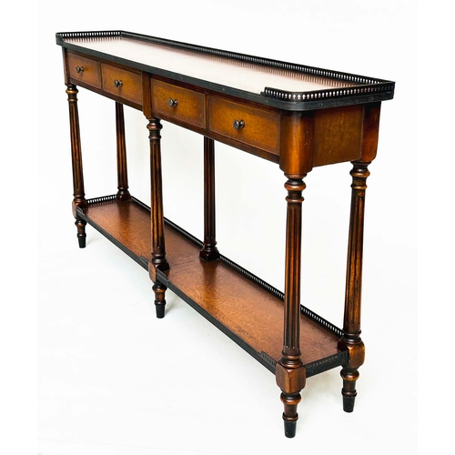 109 - HALL TABLE BY THEODORE ALEXANDER, French style mahogany, tooled leather and bronze mounted with gall... 