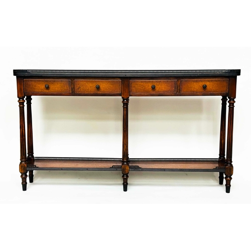 109 - HALL TABLE BY THEODORE ALEXANDER, French style mahogany, tooled leather and bronze mounted with gall... 