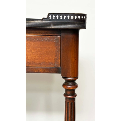 109 - HALL TABLE BY THEODORE ALEXANDER, French style mahogany, tooled leather and bronze mounted with gall... 