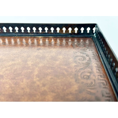 109 - HALL TABLE BY THEODORE ALEXANDER, French style mahogany, tooled leather and bronze mounted with gall... 