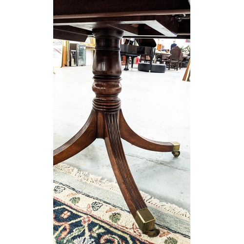 160 - LATE REGENCY RECTANGULAR MAHOGANY TILT-TOP BREAKFAST TABLE, raised on pedestal with turned column an... 