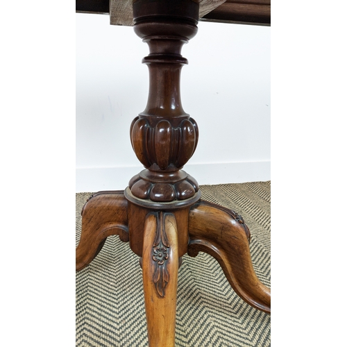 161 - CARD TABLE, mid Victorian burr walnut, with carved detail and green velvet top, 89cm W x 44cm D x 77... 