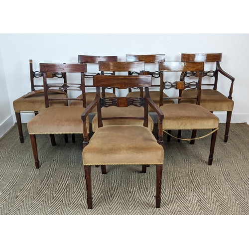 162 - A MATCHED SET OF EIGHT GEORGE III MAHOGANY BAR BACK DINING CHAIRS, including two carver chairs, 52cm... 