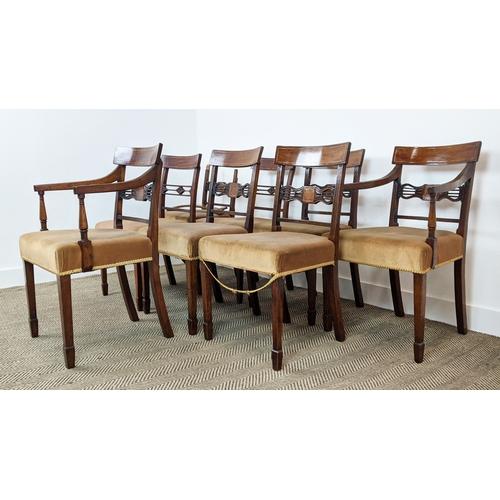 162 - A MATCHED SET OF EIGHT GEORGE III MAHOGANY BAR BACK DINING CHAIRS, including two carver chairs, 52cm... 