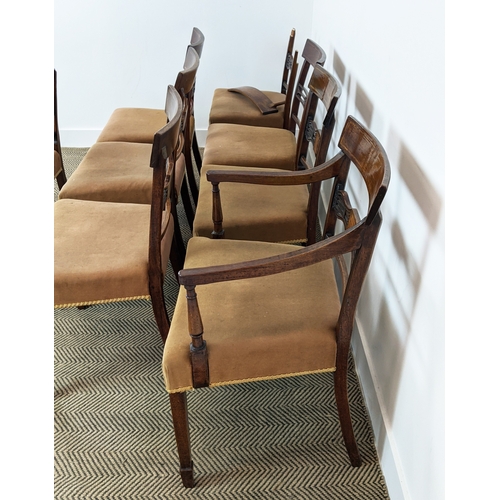 162 - A MATCHED SET OF EIGHT GEORGE III MAHOGANY BAR BACK DINING CHAIRS, including two carver chairs, 52cm... 