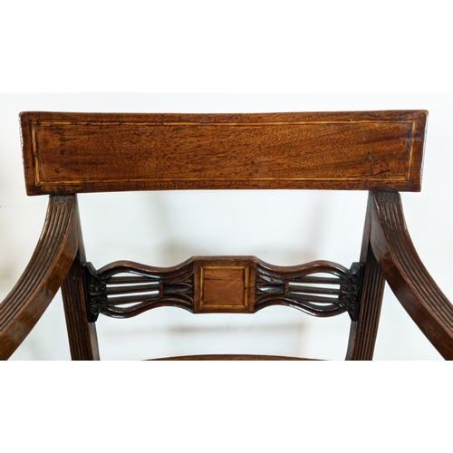 162 - A MATCHED SET OF EIGHT GEORGE III MAHOGANY BAR BACK DINING CHAIRS, including two carver chairs, 52cm... 