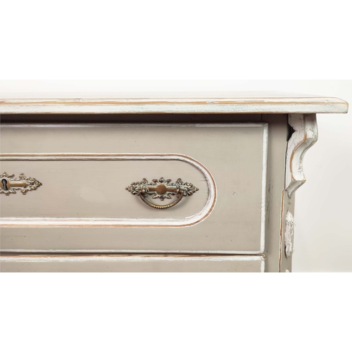 168 - COMMODE, in a painted finish with three drawers, 97cm x 54cm x 80cm H.