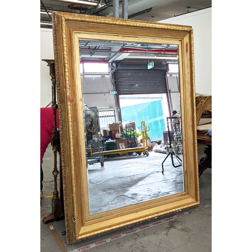 169 - WALL MIRROR, of substantial proportions with a 19th century gilt frame and a bevelled modern plate, ... 