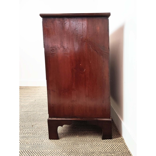 188 - CHEST, 19th century mahogany of three drawers with floral brass handles, 87cm H x 108cm x 47cm.