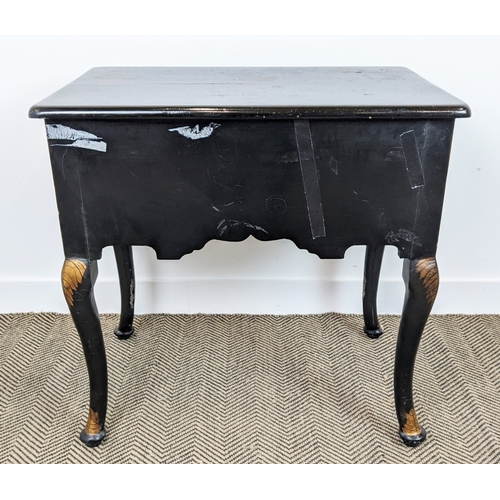 202 - LOWBOY, Queen Anne style chinoiserie decorated with four drawers, 78cm W x 50cm D x 78cm H.