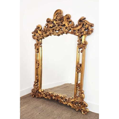 205 - WALL MIRROR, Rococo style gilt framed, 142cm H x 109cm W.