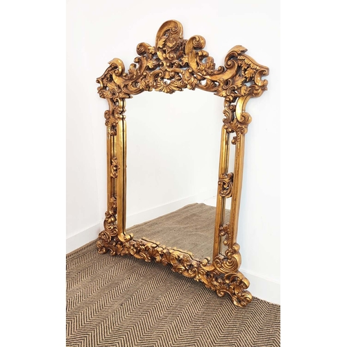 205 - WALL MIRROR, Rococo style gilt framed, 142cm H x 109cm W.