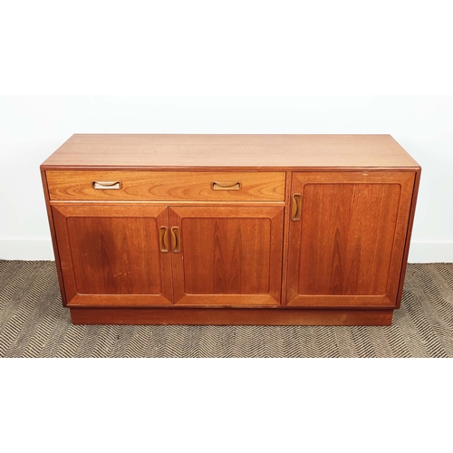280 - G PLAN SIDEBOARD, mid 20th century teak with a drawer and three doors, 72cm H x 139cm W x 45cm D.