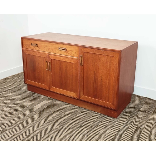280 - G PLAN SIDEBOARD, mid 20th century teak with a drawer and three doors, 72cm H x 139cm W x 45cm D.