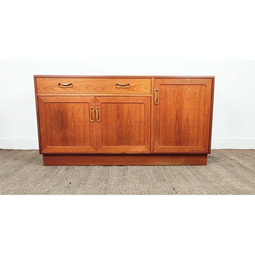 280 - G PLAN SIDEBOARD, mid 20th century teak with a drawer and three doors, 72cm H x 139cm W x 45cm D.